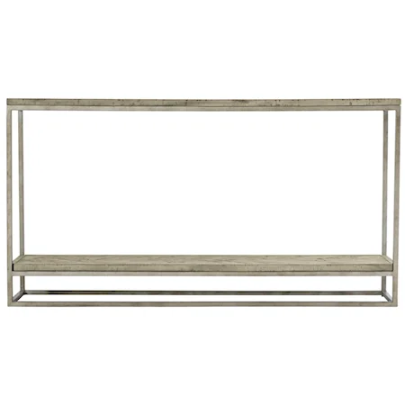 Gresham Rustic-Modern Console Table with Lower Shelf and Steel Base